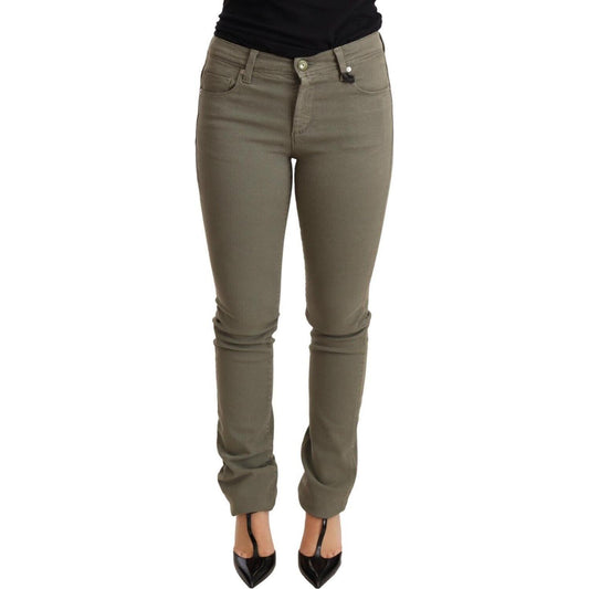 Ermanno Scervino Chic Green Low Waist Skinny Jeans Jeans & Pants Ermanno Scervino Dim Gray