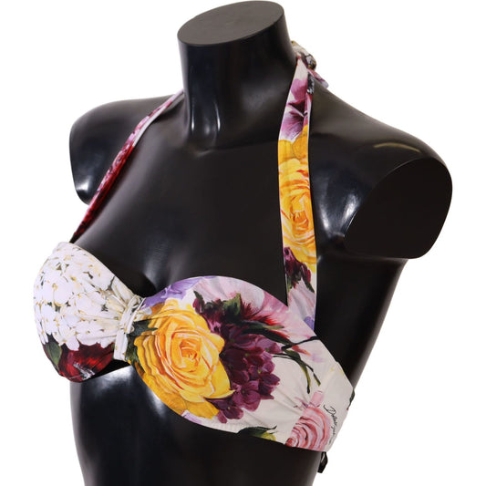 Dolce & Gabbana Chic Floral Print Bikini Top - Summer Essential WOMAN SWIMWEAR Dolce & Gabbana Tan