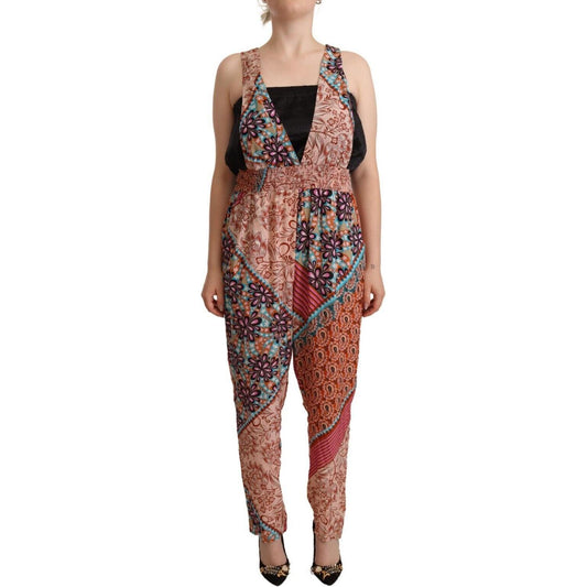 PINKO Chic Multicolor Sleeveless V-Neck Jumpsuit Jeans & Pants PINKO Dim Gray