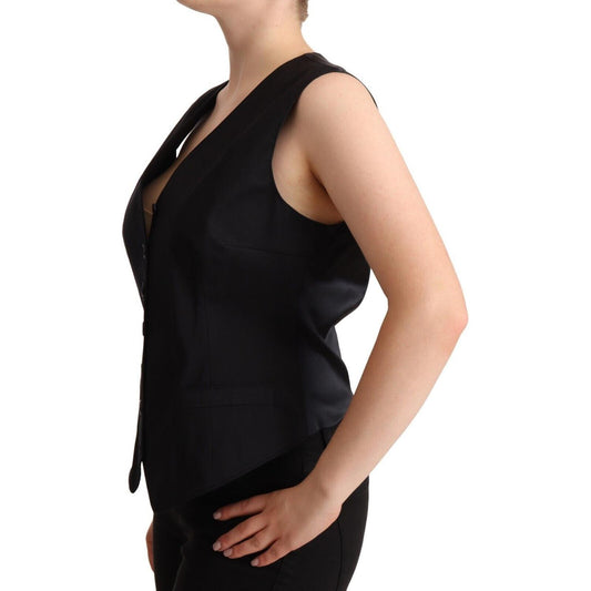Dolce & Gabbana Chic Buttoned Black Waistcoat WOMAN TOPS AND SHIRTS Dolce & Gabbana Tan