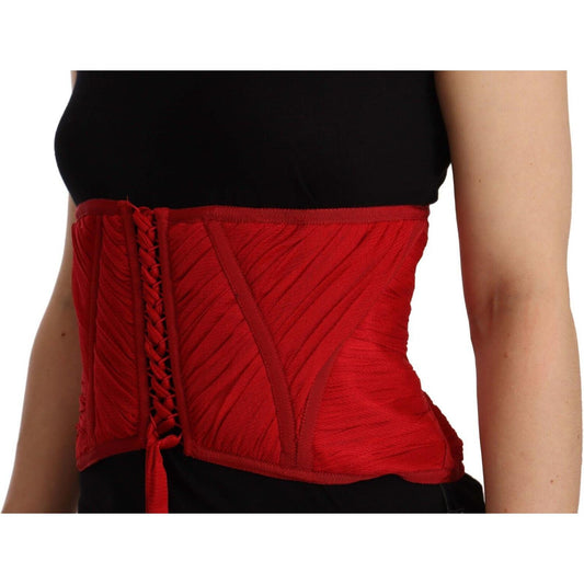 Dolce & Gabbana Elegant Red Silk Corset Belt Top Dolce & Gabbana Dark Red