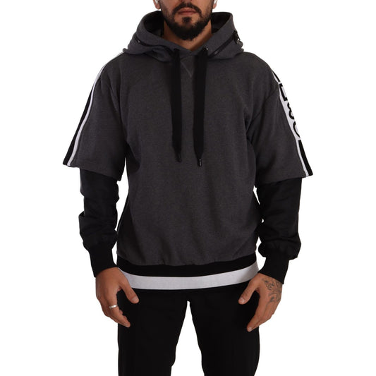 Dolce & Gabbana Elegant Hooded Black & Gray Pullover Sweatshirt Dolce & Gabbana Black