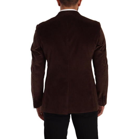 Dolce & Gabbana Elegant Brown Corduroy Slim Fit Blazer Dolce & Gabbana Black
