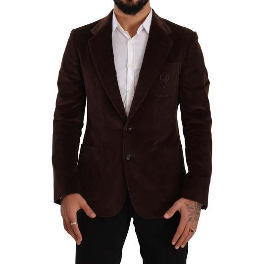 Dolce & Gabbana Elegant Brown Corduroy Slim Fit Blazer Dolce & Gabbana Black