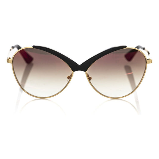 Frankie Morello Black Metallic Fiber Women Sunglasses Frankie Morello Light Gray