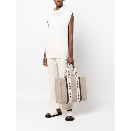 Chloè Chloé Woody Medium Tote Bag Shopper Chloè Beige