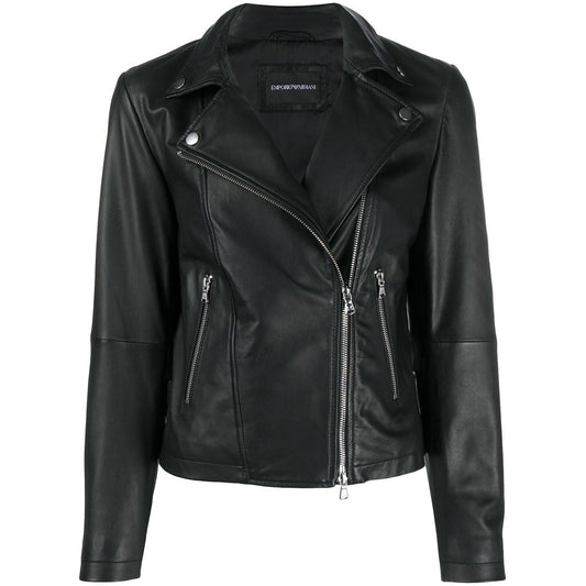 Emporio Armani Zip Up Biker Jacket Jackets Emporio Armani Dark Slate Gray