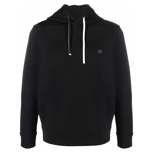 Emporio Armani Hooded sweatshirt with micro logo patch Topwear Emporio Armani Black