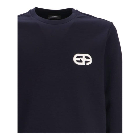Emporio Armani Double-jersey sweatshirt with embossed embroidered EA logo Topwear Emporio Armani Black