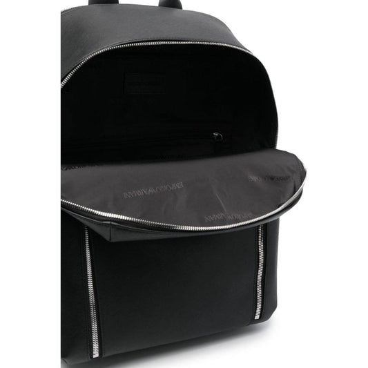 Emporio Armani ASV regenerated Saffiano leather backpack with eagle plate Backpacks Emporio Armani Black