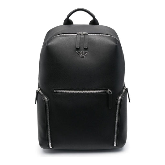Emporio Armani ASV regenerated Saffiano leather backpack with eagle plate Backpacks Emporio Armani Dark Slate Gray