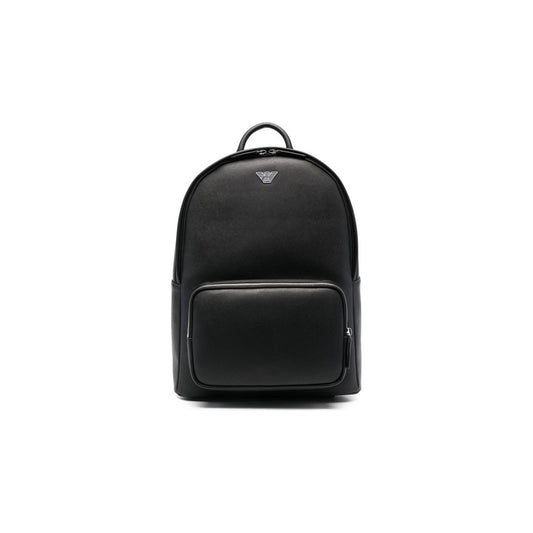 Emporio Armani Roundshape backpack in regenerated saffiano leather with ASV eagle plaque Backpacks Emporio Armani Dark Slate Gray