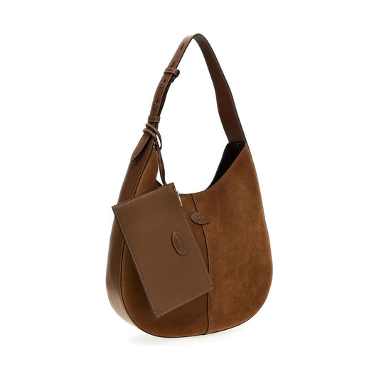 Tod's Di Hobo Bag in Suede Shoulder Tod'S Saddle Brown