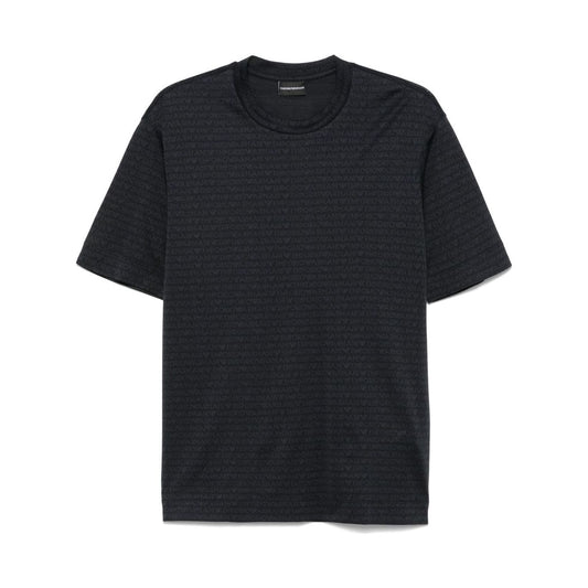 Emporio Armani jersey T-shirt with all-over flocked logo lettering Topwear Emporio Armani Dark Slate Gray