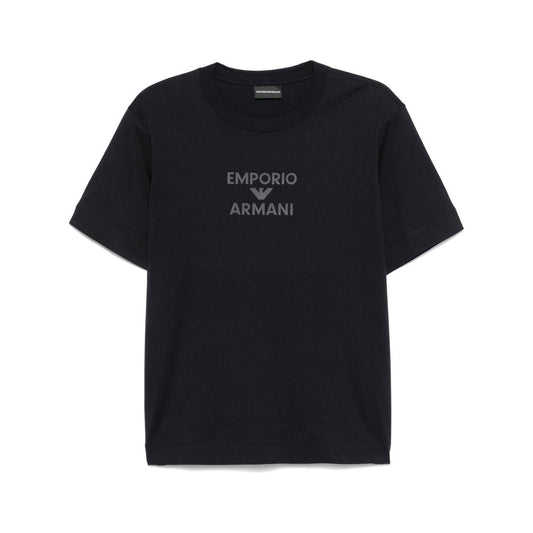 Emporio Armani Jersey T-shirt with rubberised logo Topwear Emporio Armani Black