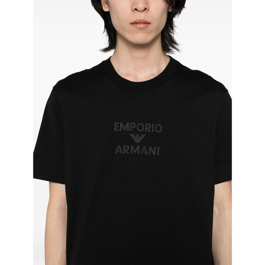 Emporio Armani Jersey T-shirt with rubberised logo Topwear Emporio Armani Black
