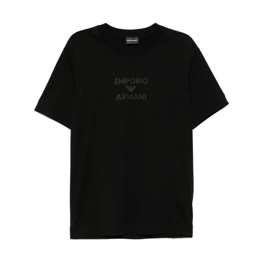 Emporio Armani Jersey T-shirt with rubberised logo Topwear Emporio Armani Black