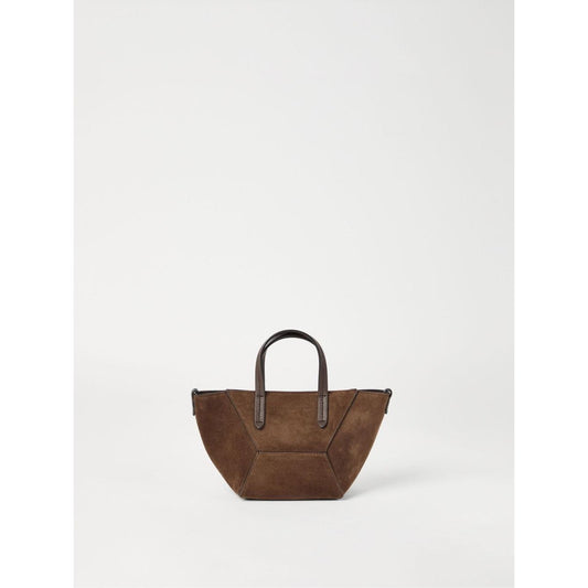 Brunello Cucinelli Duo mini bag in suede with monili Shopper Brunello Cucinelli White Smoke