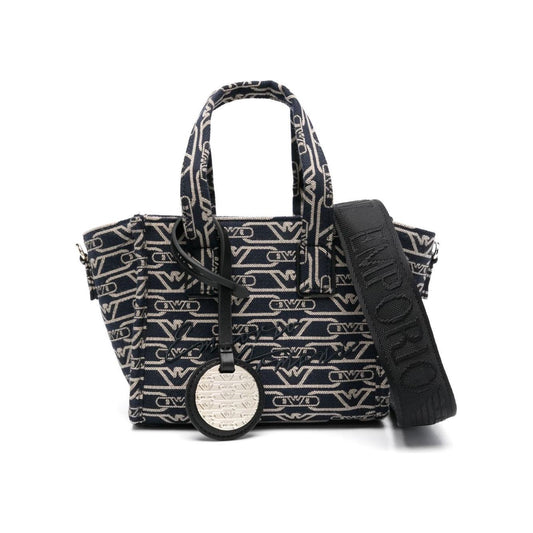 Emporio Armani Small tote bag in all-over monogram jacquard canvas Shopper Emporio Armani Dark Slate Gray