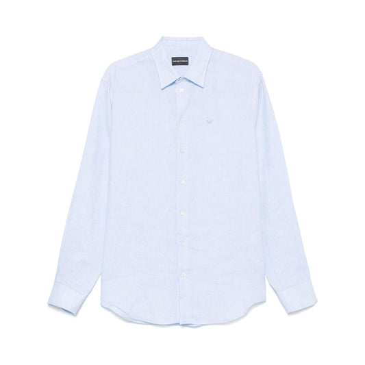 Emporio Armani logo-embroidered long-sleeve shirt Shirts Emporio Armani Lavender