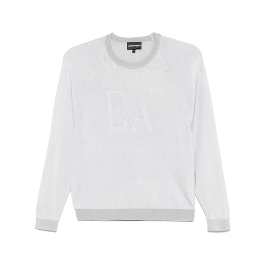Emporio Armani Jacquard Logo Sweater Topwear Emporio Armani Light Gray