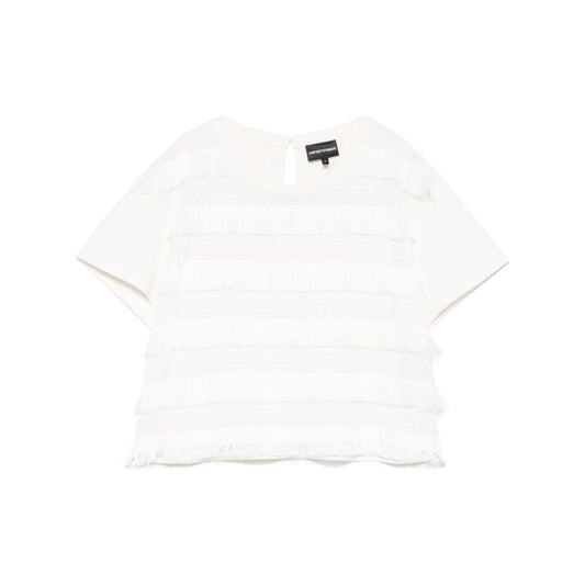 Emporio Armani T-shirt with fringes Topwear Emporio Armani White Smoke