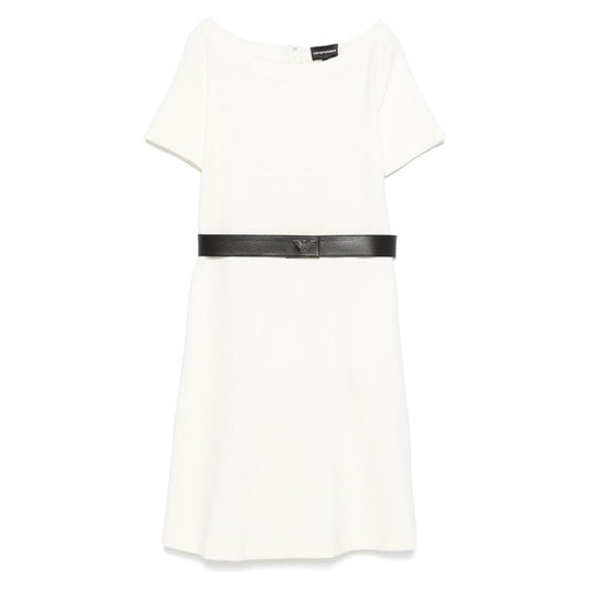 Emporio Armani Ottoman-jersey belted dress Dresses Emporio Armani White Smoke