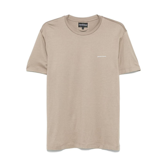 Emporio Armani logo-print T-shirt Topwear Emporio Armani Tan