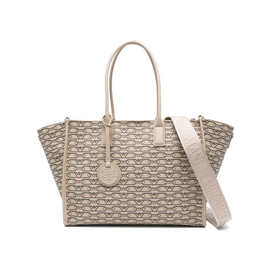 Emporio Armani Medium shopper bag with all-over monogram print Shopper Emporio Armani Dark Gray