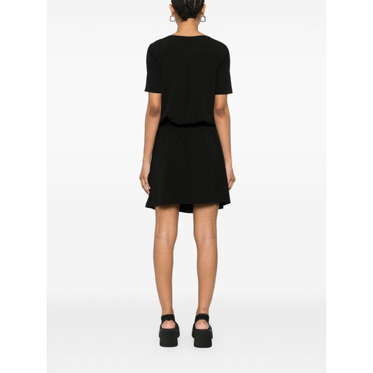 Emporio Armani Short dress with gathered waist and belt in flowing crepe Dresses Emporio Armani White Smoke