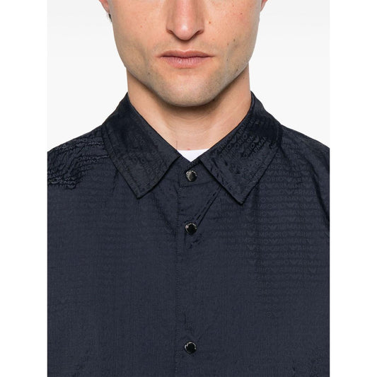 Emporio Armani Blouson with internal nylon bib jacquard all-over lettering Jackets Emporio Armani Dark Slate Gray