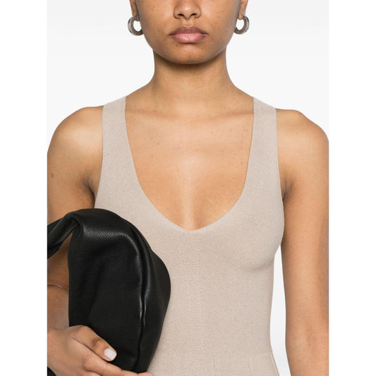 Emporio Armani Seamless, links-stitch knit long dress Dresses Emporio Armani Wheat