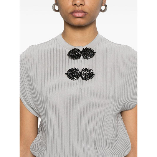 Emporio Armani Long dress in ottoman fabric with jewel details Dresses Emporio Armani Gray