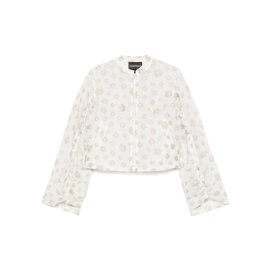 Emporio Armani Fil coupé fabric blouson with all-over floral motif Shirts Emporio Armani Beige