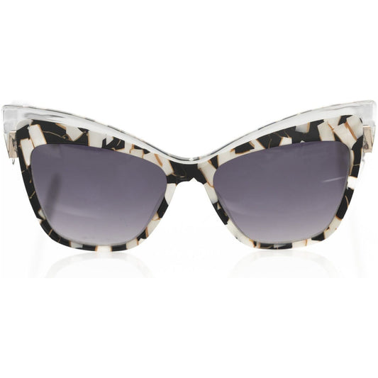Frankie Morello Black Acetate Women Sunglass Frankie Morello Dim Gray