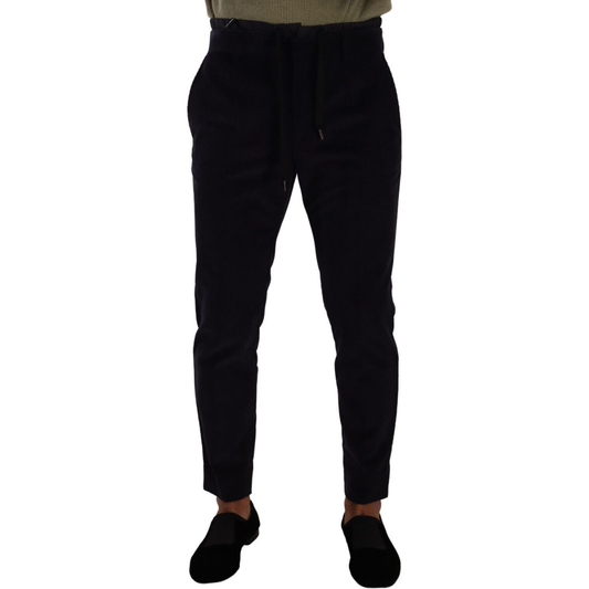 Dolce & Gabbana Slim Fit Luxe Corduroy Pants in Dark Blue Dolce & Gabbana Black