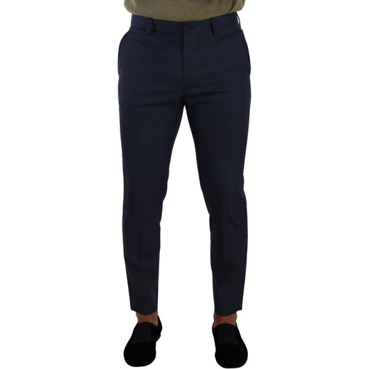Dolce & Gabbana Elegant Dark Blue Slim-Fit Dress Pants Dolce & Gabbana Black