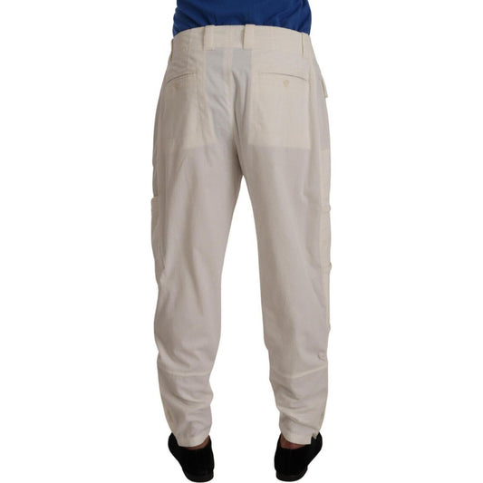 Dolce & Gabbana Elegant Off White Cargo Pants - Regular Fit Dolce & Gabbana Dark Gray