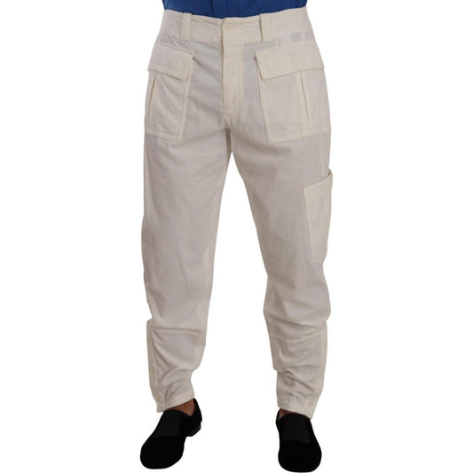 Dolce & Gabbana Elegant Off White Cargo Pants - Regular Fit Dolce & Gabbana Dark Gray