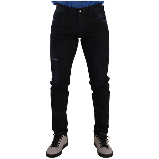 Dolce & Gabbana Elegant Slim Fit Dark Blue Denim Jeans Dolce & Gabbana Black
