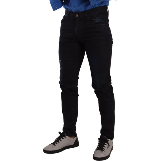 Dolce & Gabbana Elegant Slim Fit Dark Blue Denim Jeans Dolce & Gabbana Black