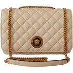 Versace Elegant White Nappa Leather Shoulder Bag Versace Rosy Brown