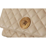 Versace Elegant White Nappa Leather Shoulder Bag Versace Tan