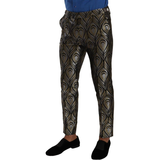 Dolce & Gabbana Elegant Slim Fit Metallic Dress Trousers Dolce & Gabbana Dark Slate Gray