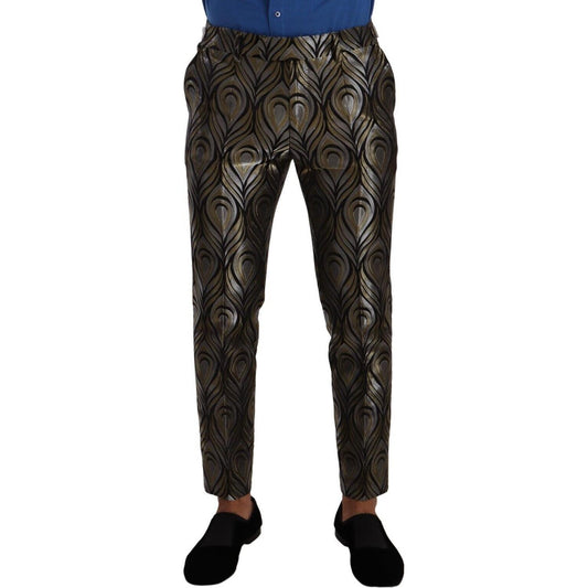 Dolce & Gabbana Elegant Slim Fit Metallic Dress Trousers Dolce & Gabbana Dark Slate Gray