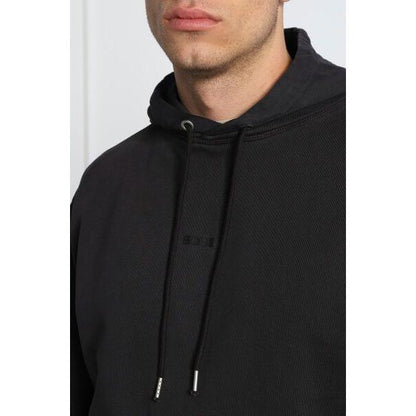 Hugo Boss Dark Blue Cotton Logo Details Hooded Sweatshirt