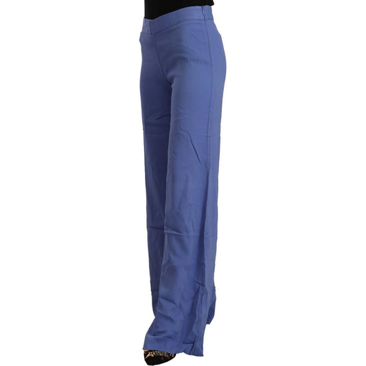 P.A.R.O.S.H. Chic Wide-Leg High Waist Blue Trousers P.A.R.O.S.H. Dark Slate Blue