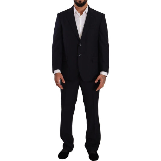 Domenico Tagliente Exquisite Blue Two-Piece Suit with Deconstructed Blazer Domenico Tagliente Black