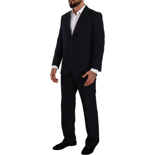 Domenico Tagliente Exquisite Blue Two-Piece Suit with Deconstructed Blazer Domenico Tagliente Black