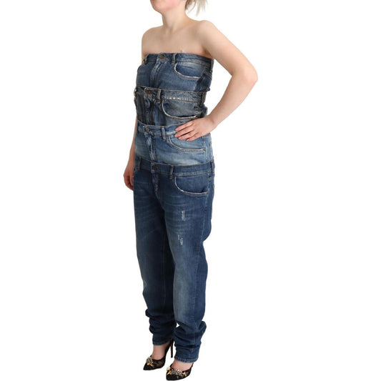 Dolce & Gabbana Elegant Dark Blue Denim Jumpsuit Dress Dolce & Gabbana Dark Slate Gray